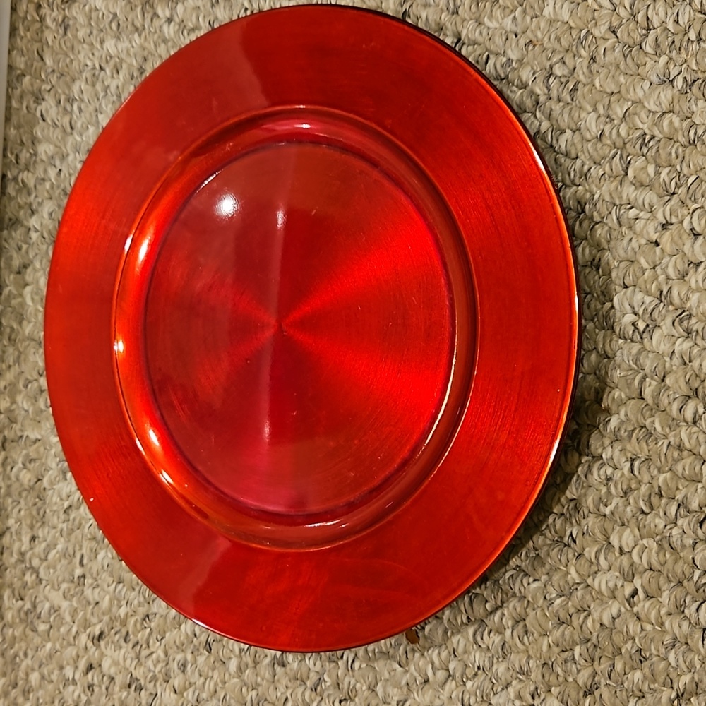Red metallic holiday charger set of 4
